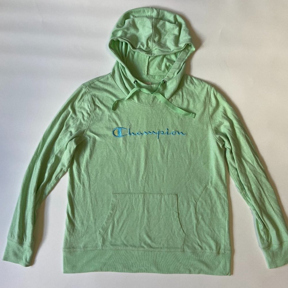 Champion Women size L Green Cotton logo Hoodie sweatshirt